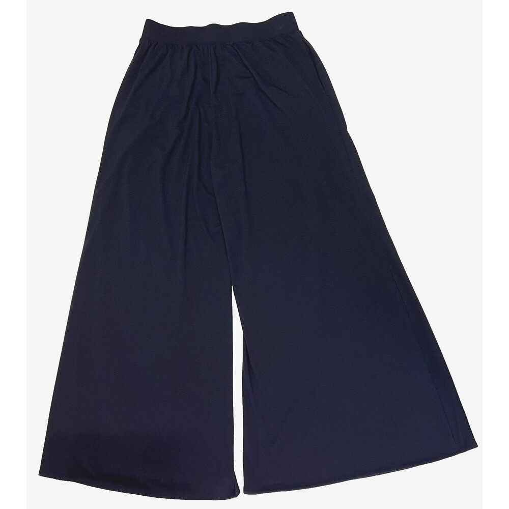 UNIQLO Women's Pull On Wide Leg Jersey Pants Pockets 26" Inseam Small Navy Blue